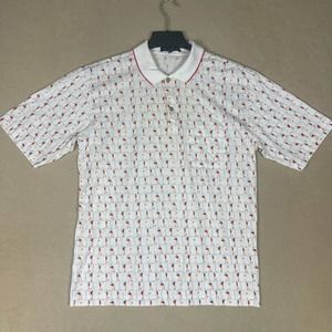 Dunhill Mens L Polo Golf Shirt Slim Fit Pocket‎ White 100% Cotton Made in Italy